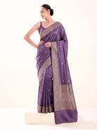 Pastel Purple Sona Roopa Zari Booti Satin Silk Handloom Banarasi Saree - Sacred Weaves
