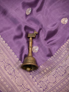 Pastel Purple Sona Roopa Zari Booti Satin Silk Handloom Banarasi Saree - Sacred Weaves