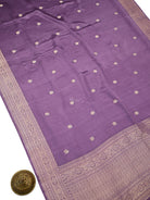Pastel Purple Sona Roopa Zari Booti Satin Silk Handloom Banarasi Saree - Sacred Weaves