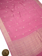 Pink Sona Roopa Booti Satin Silk Handloom Banarasi Saree - Sacred Weaves