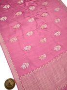 Pink Sona Roopa Boota Satin Silk Handloom Banarasi Saree - Sacred Weaves