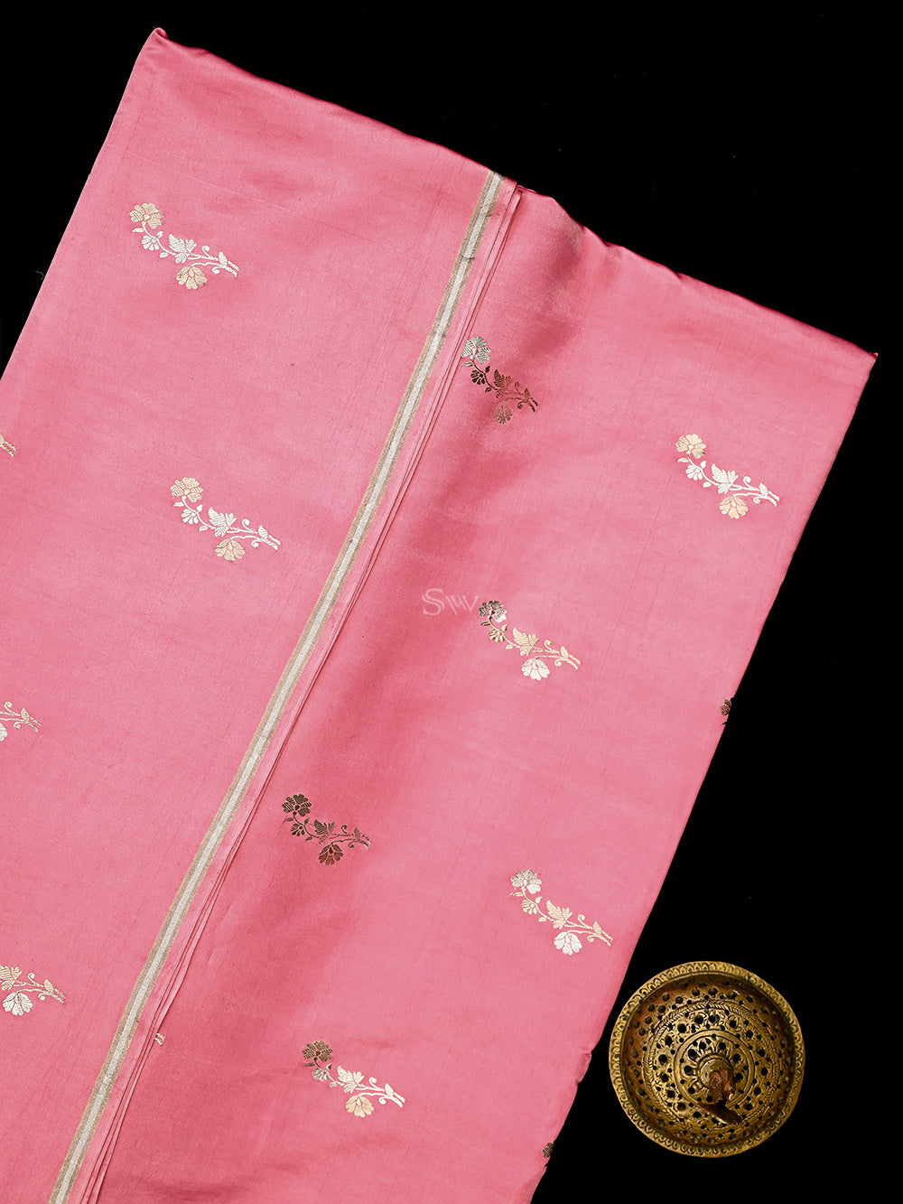 Pink Boota Satin Silk Handloom Banarasi Saree - Sacred Weaves