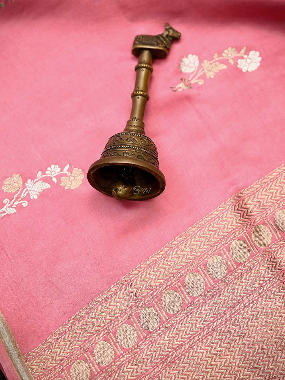 Pink Boota Satin Silk Handloom Banarasi Saree - Sacred Weaves