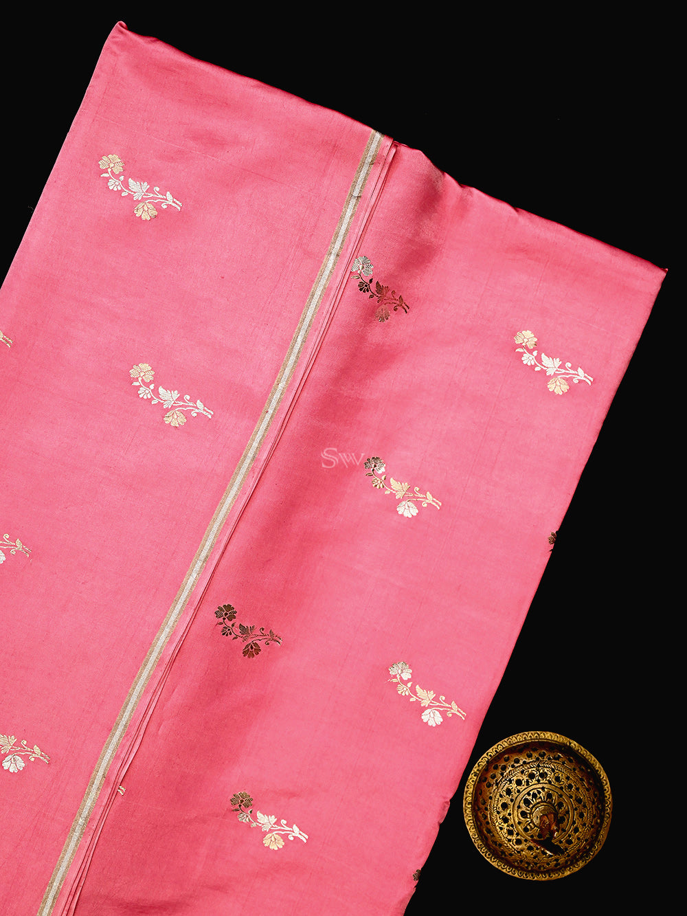 Pink Boota Satin Silk Handloom Banarasi Saree - Sacred Weaves