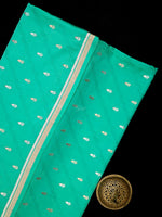 Sea Green Booti Satin Silk Handloom Banarasi Saree - Sacred Weaves
