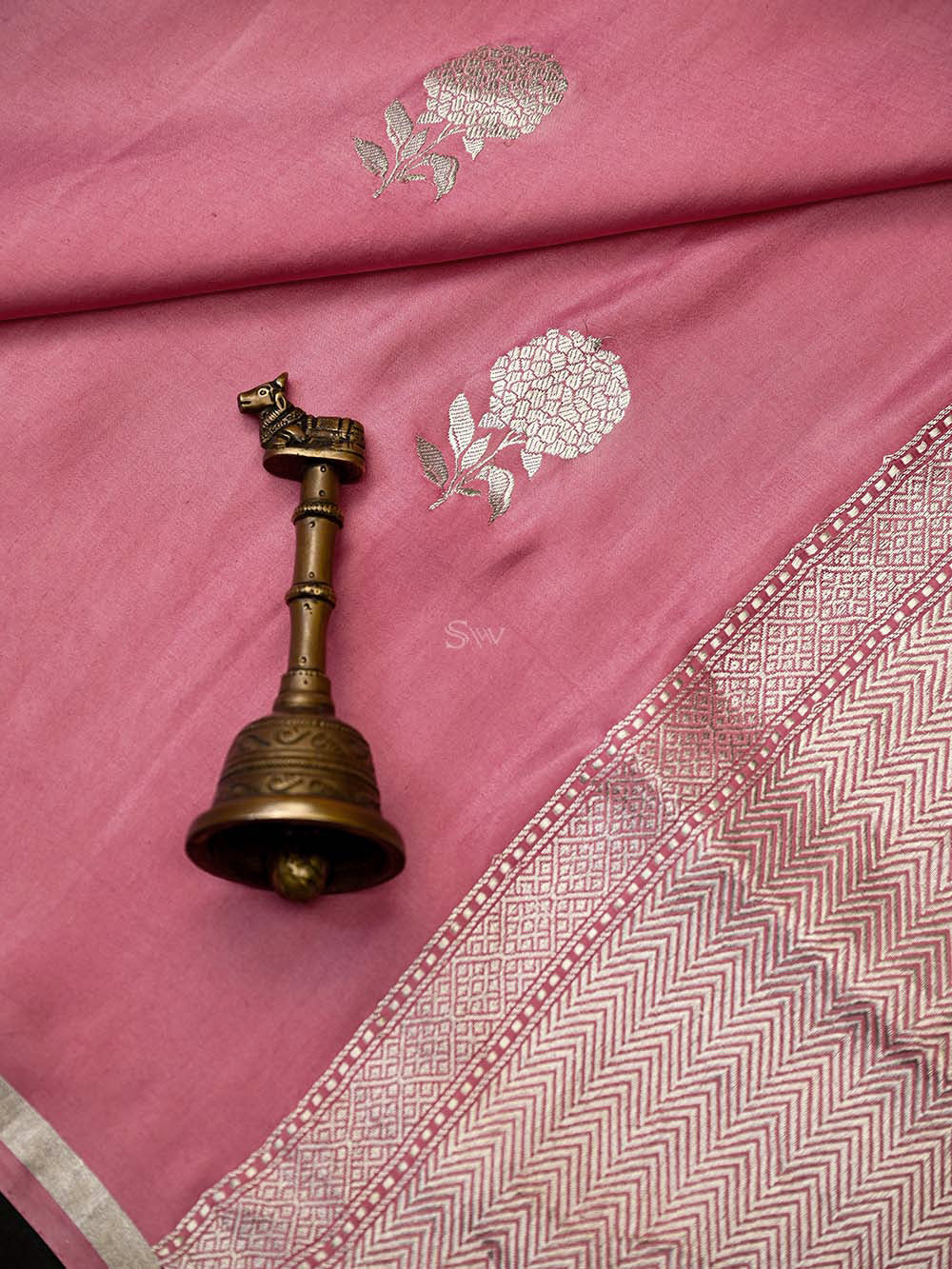 Pink Boota Satin Silk Handloom Banarasi Saree - Sacred Weaves