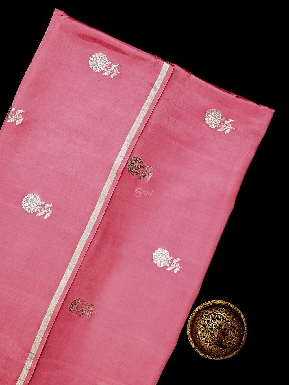 Pink Boota Satin Silk Handloom Banarasi Saree - Sacred Weaves