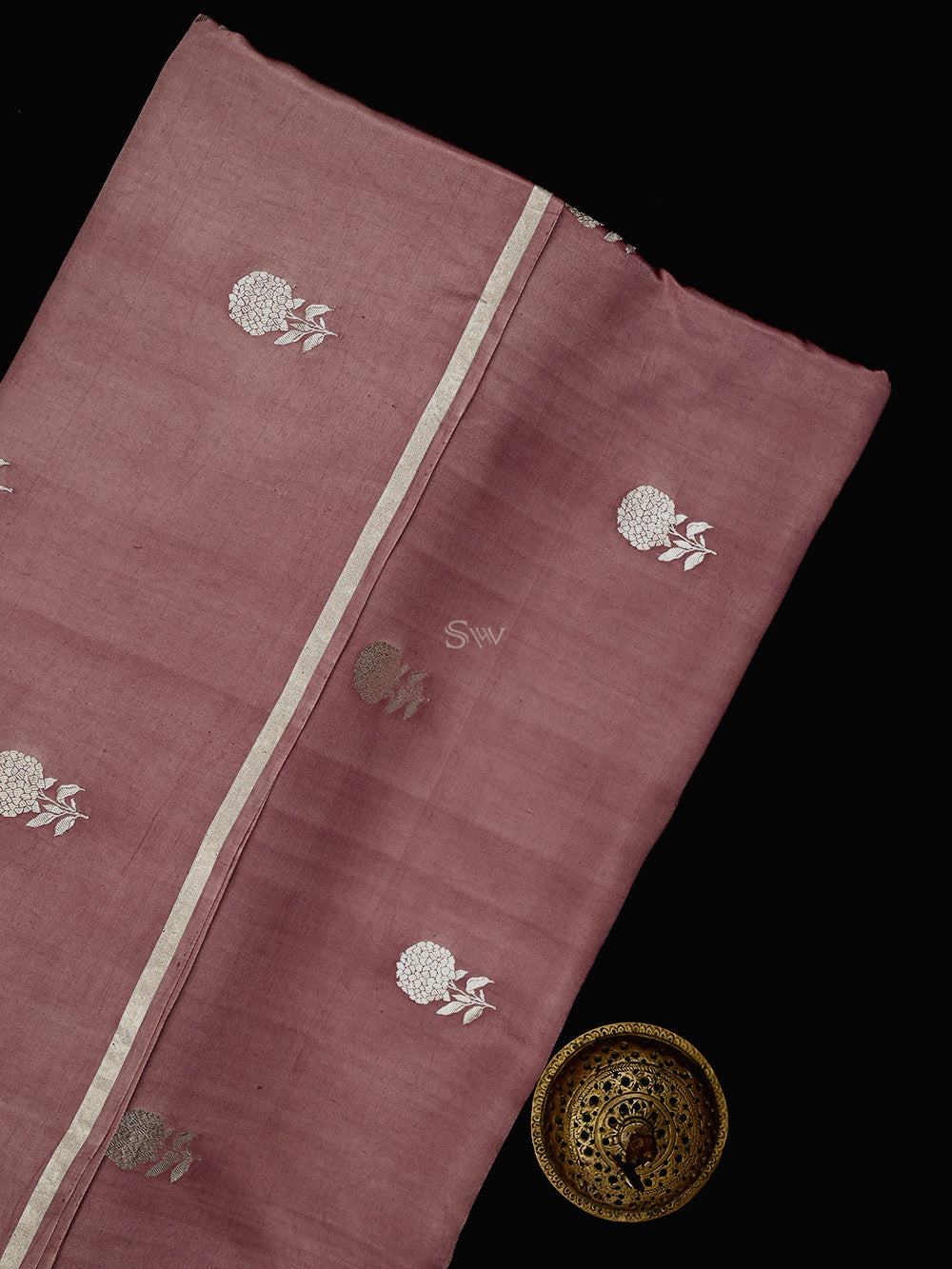 Dusty Pink Boota Satin Silk Handloom Banarasi Saree - Sacred Weaves