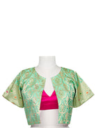 Sea Green Silk Meenakari Handloom Banarasi Jacket - Sacred Weaves