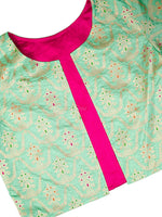 Sea Green Silk Meenakari Handloom Banarasi Jacket - Sacred Weaves