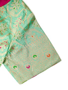 Sea Green Silk Meenakari Handloom Banarasi Jacket - Sacred Weaves