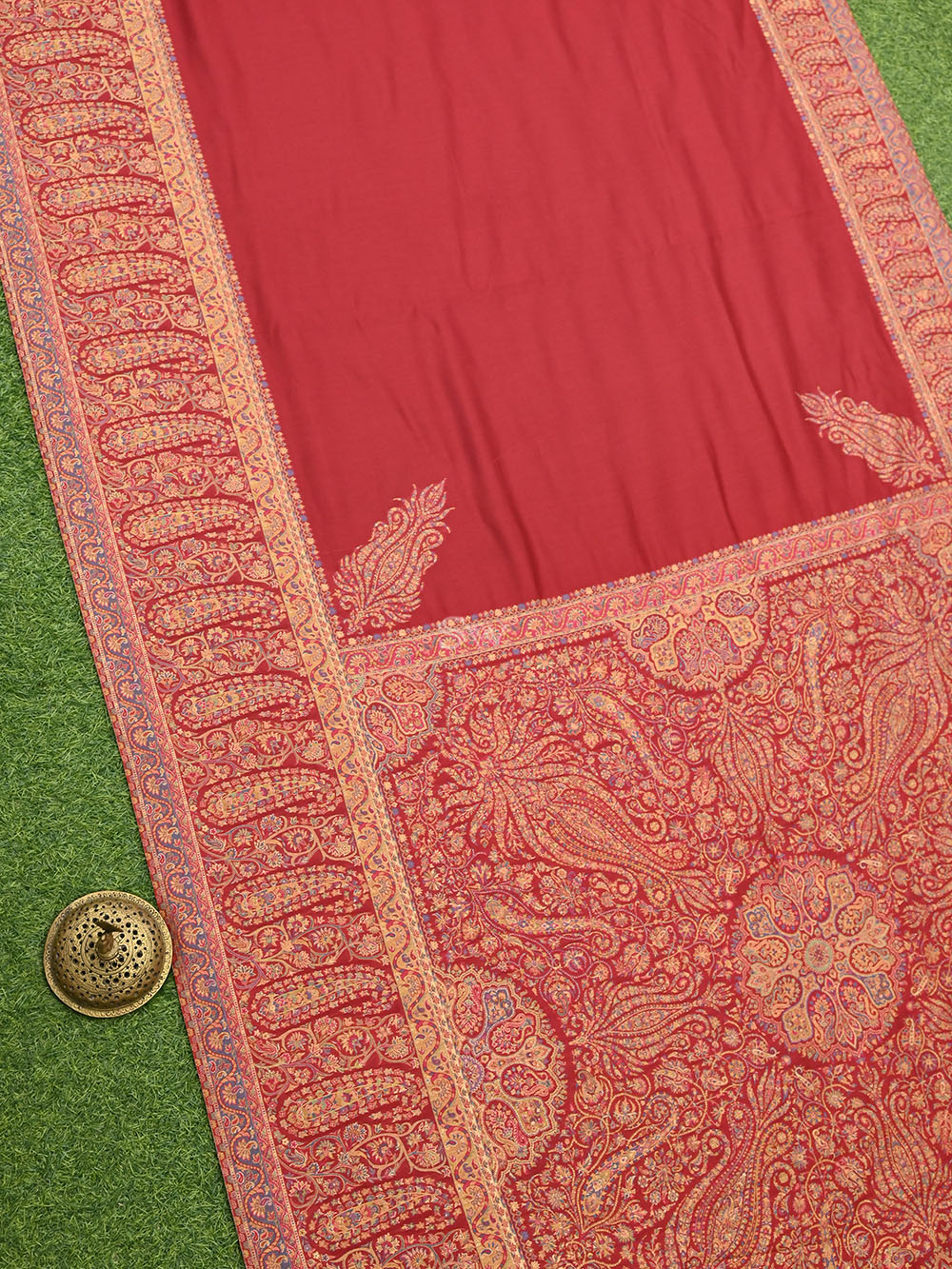 Red Pashmina Moonga Silk Handloom Banarasi Saree - Sacred Weaves
