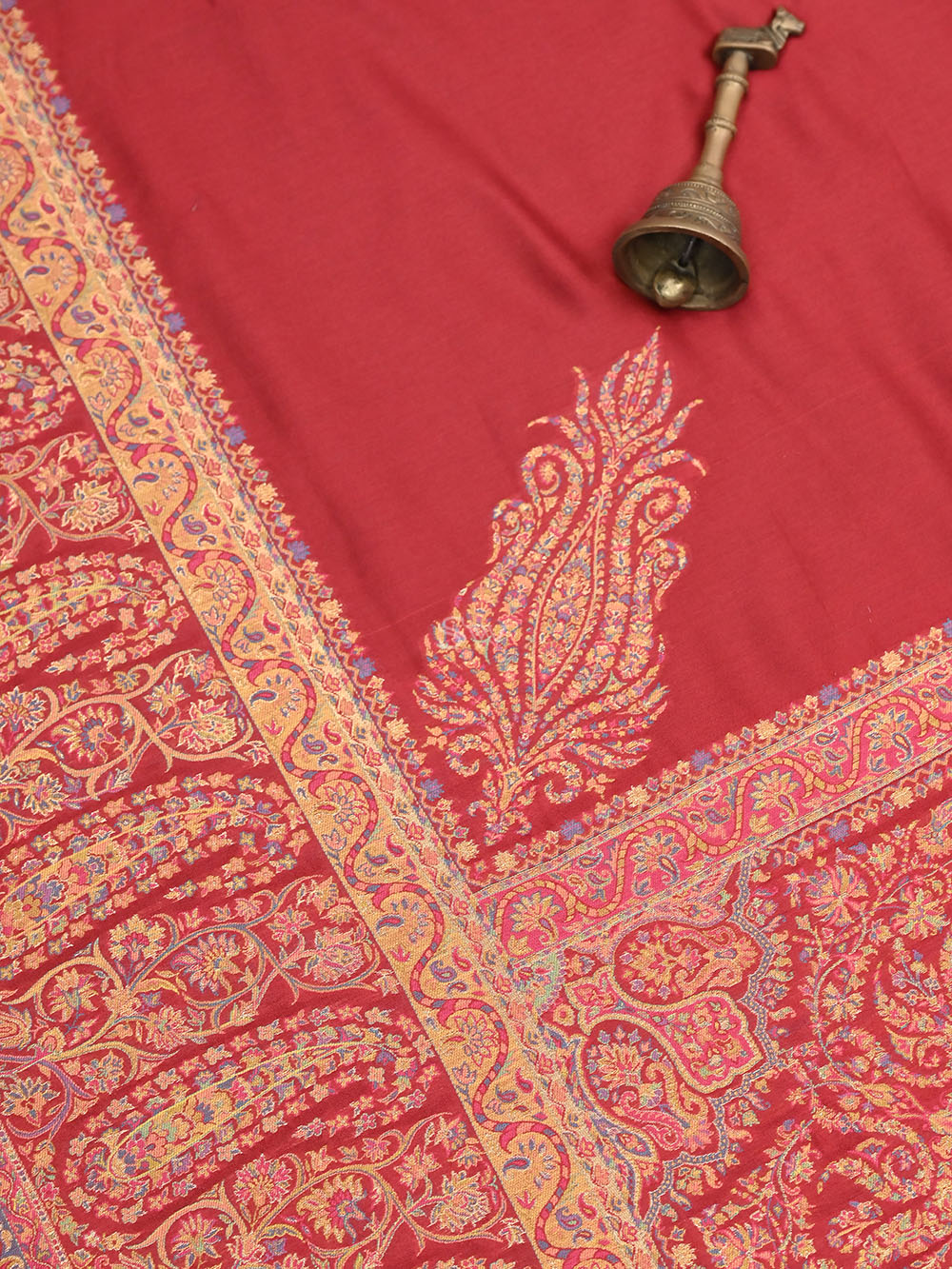 Red Pashmina Moonga Silk Handloom Banarasi Saree - Sacred Weaves