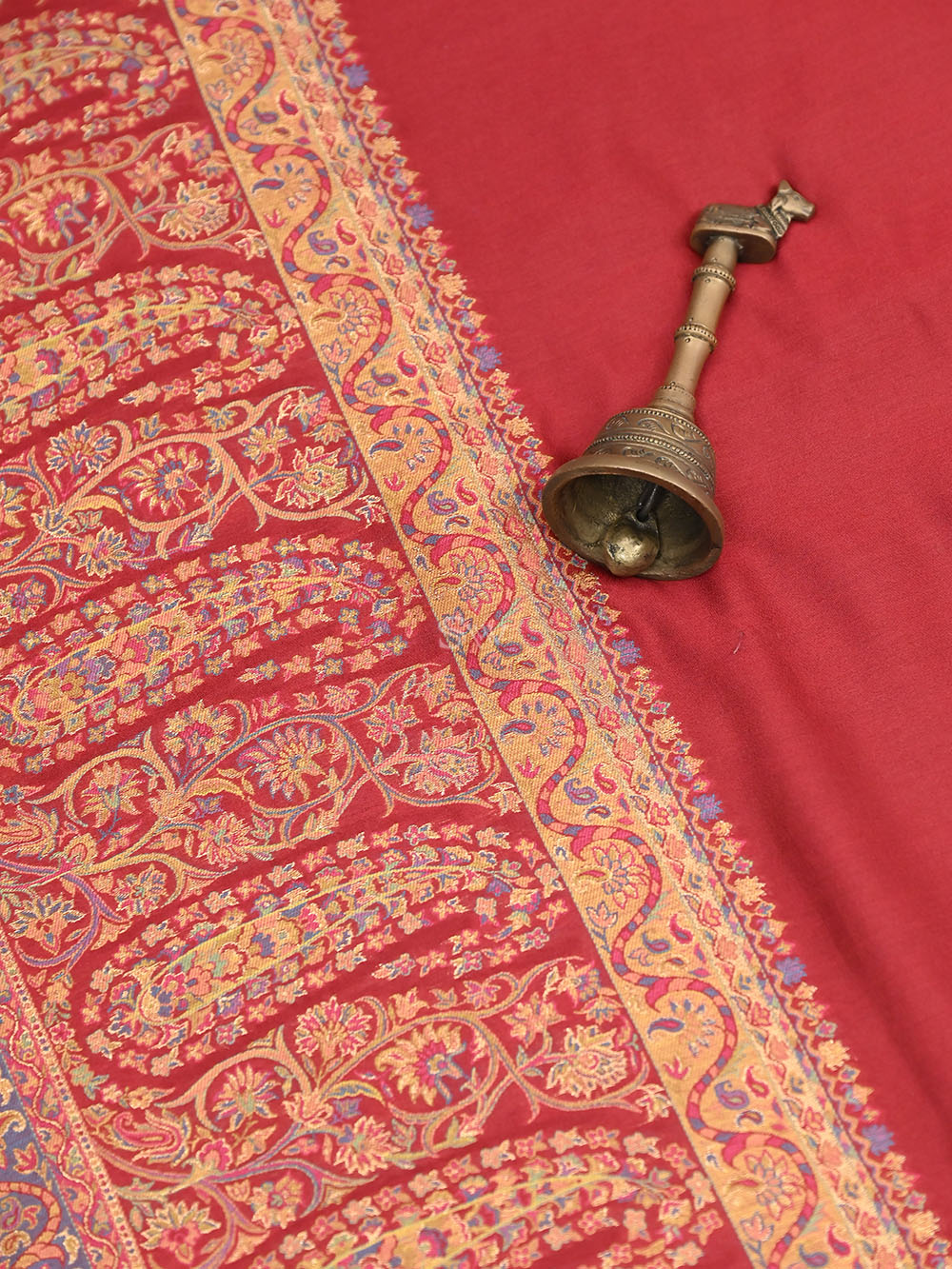 Red Pashmina Moonga Silk Handloom Banarasi Saree - Sacred Weaves
