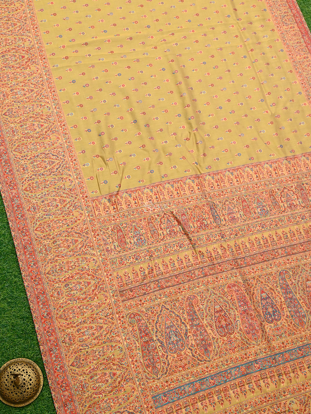Pastel Yellow Pashmina Moonga Silk Handloom Banarasi Saree - Sacred Weaves