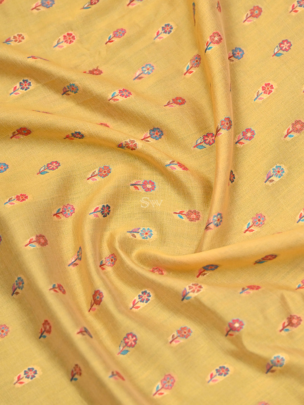 Pastel Yellow Pashmina Moonga Silk Handloom Banarasi Saree - Sacred Weaves