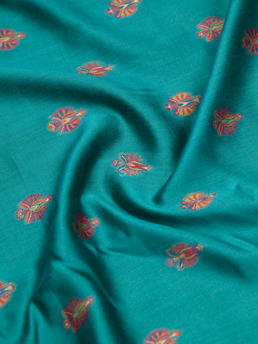 Teal Green Pashmina Moonga Silk Handloom Banarasi Saree - Sacred Weaves