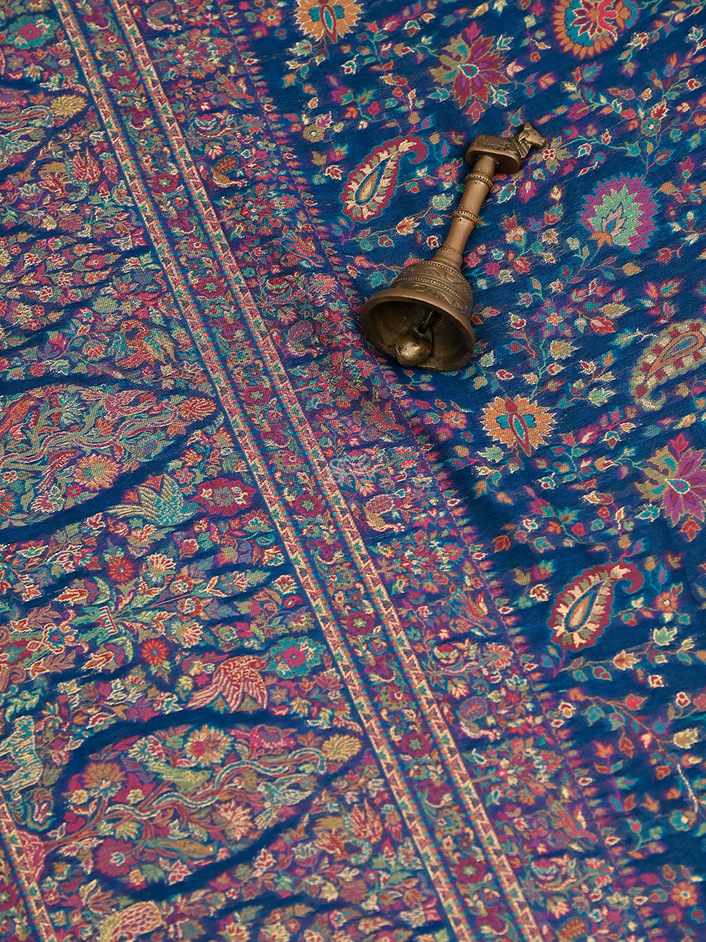 Midnight Blue Pashmina Moonga Silk Handloom Banarasi Saree - Sacred Weaves