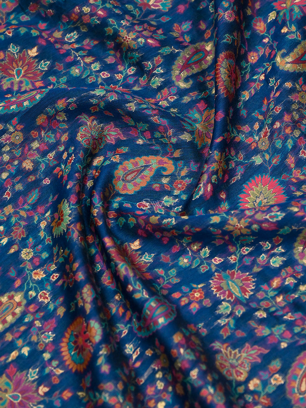 Midnight Blue Pashmina Moonga Silk Handloom Banarasi Saree - Sacred Weaves