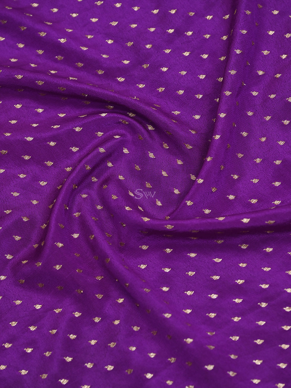 Purple Booti Crepe Silk Handloom Banarasi Saree - Sacred Weaves