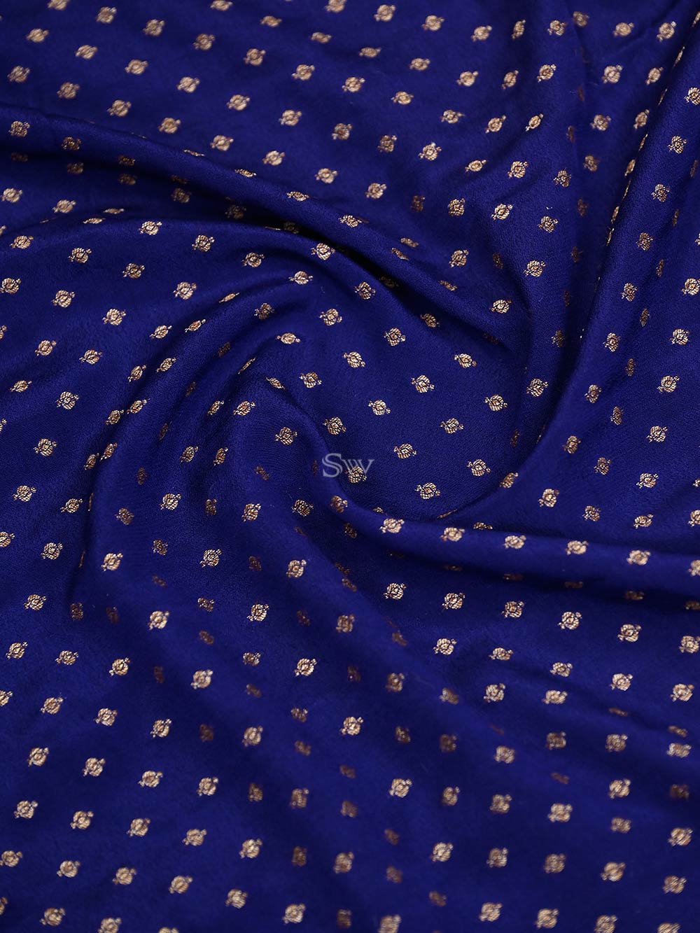 Blue Crepe Silk Booti Handloom Banarasi Saree - Sacred Weaves