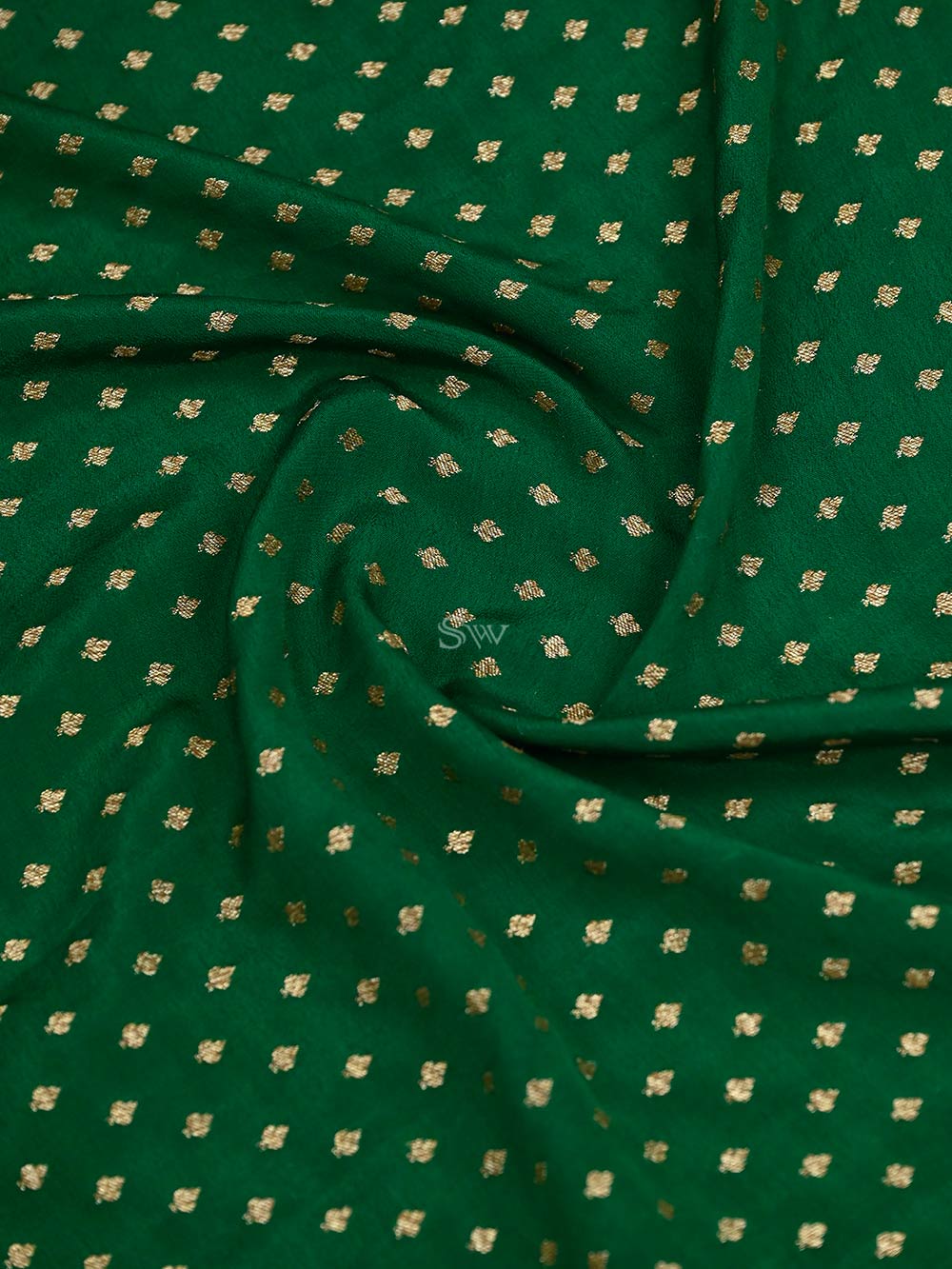 Green Crepe Silk Booti Handloom Banarasi Saree - Sacred Weaves