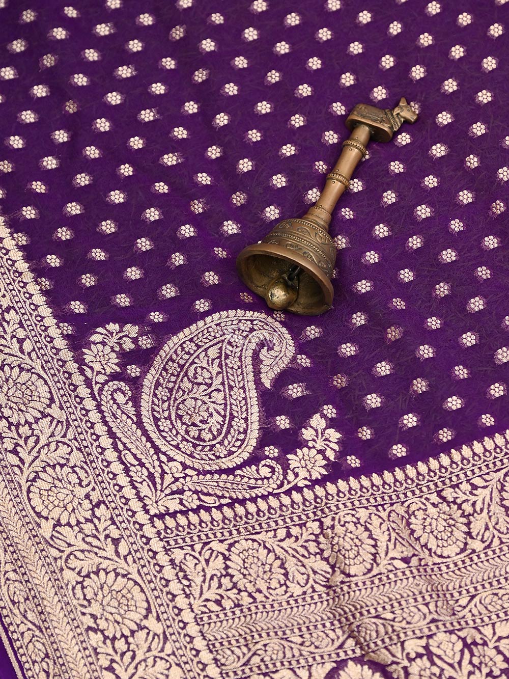 Purple Konia Khaddi Georgette Handloom Banarasi Saree - Sacred Weaves