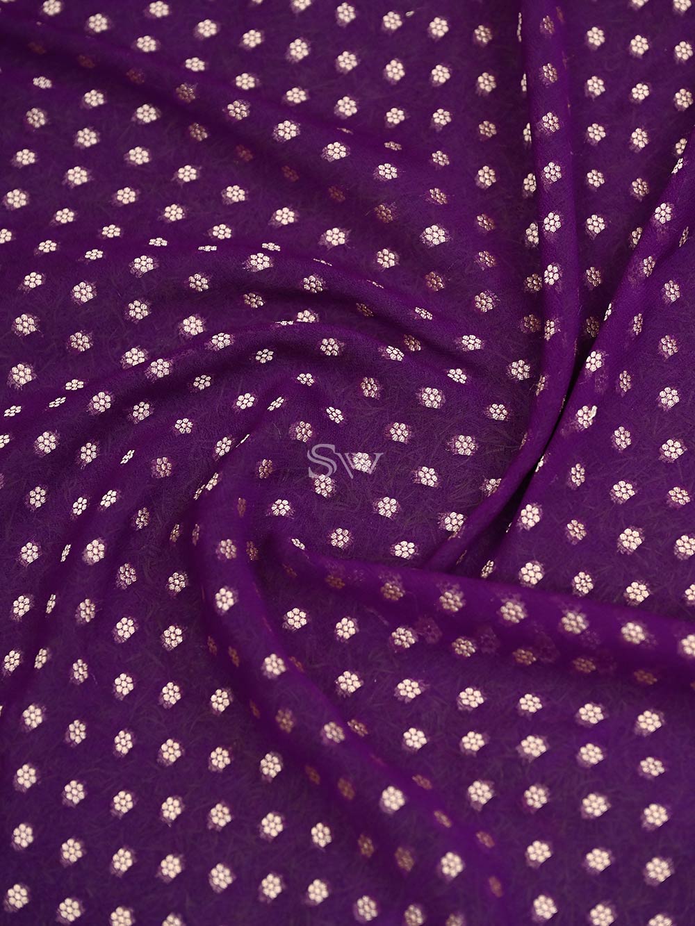 Purple Konia Khaddi Georgette Handloom Banarasi Saree - Sacred Weaves