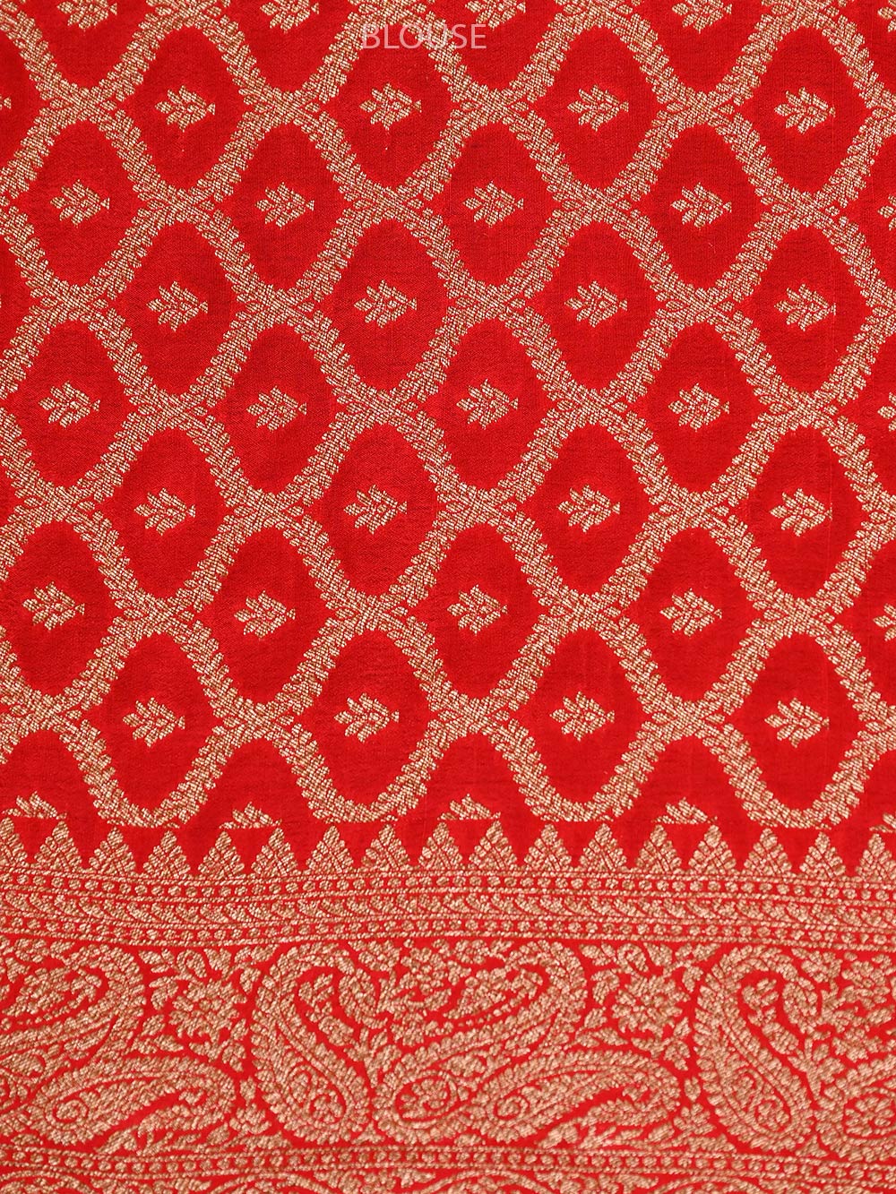 Red Crepe Silk Booti Handloom Banarasi Saree - Sacred Weaves