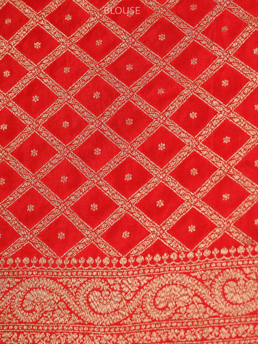 Red Crepe Silk Booti Handloom Banarasi Saree - Sacred Weaves