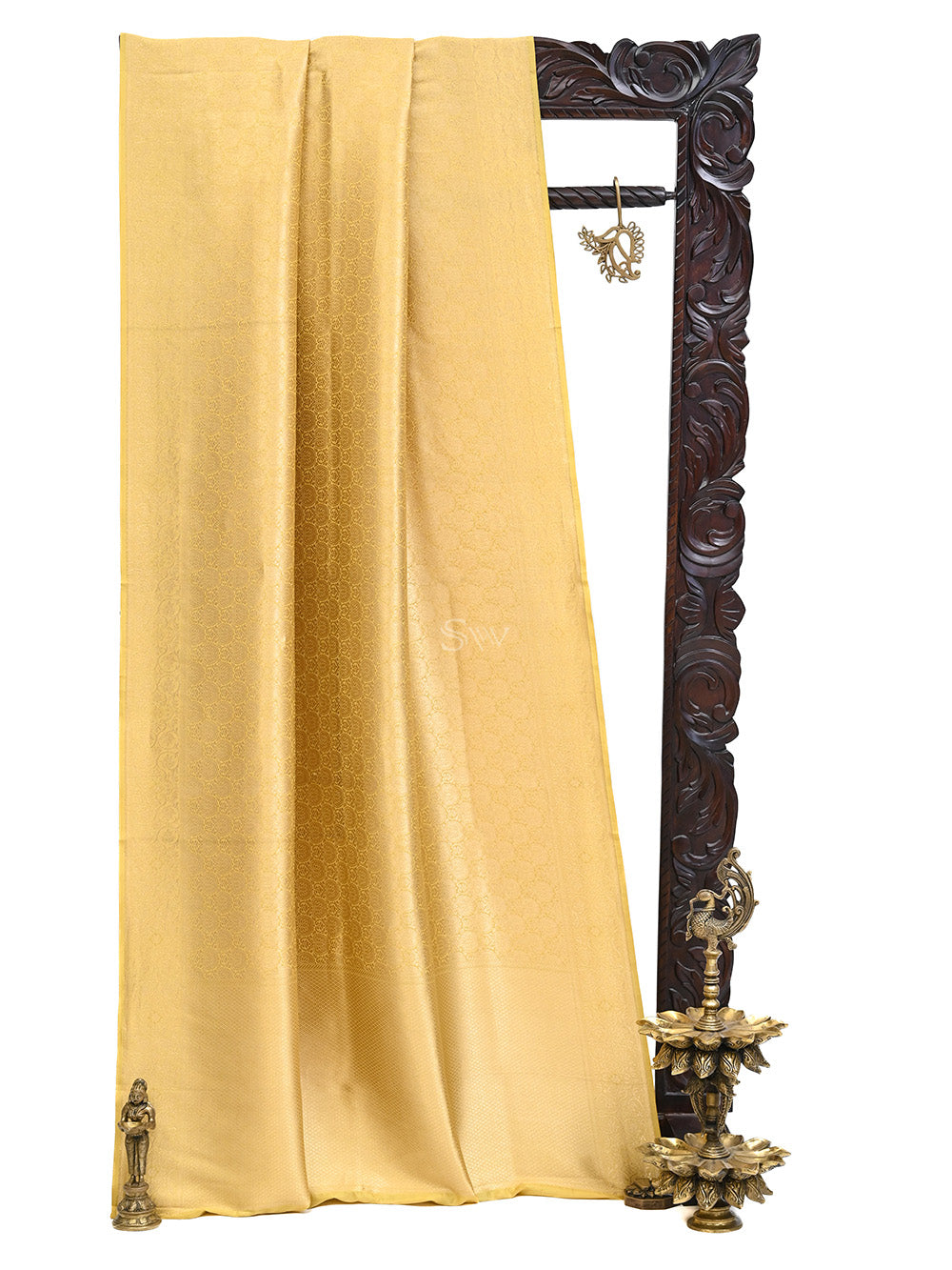 Pastel Yellow Katan Silk Brocade Handloom Banarasi Saree - Sacred Weaves