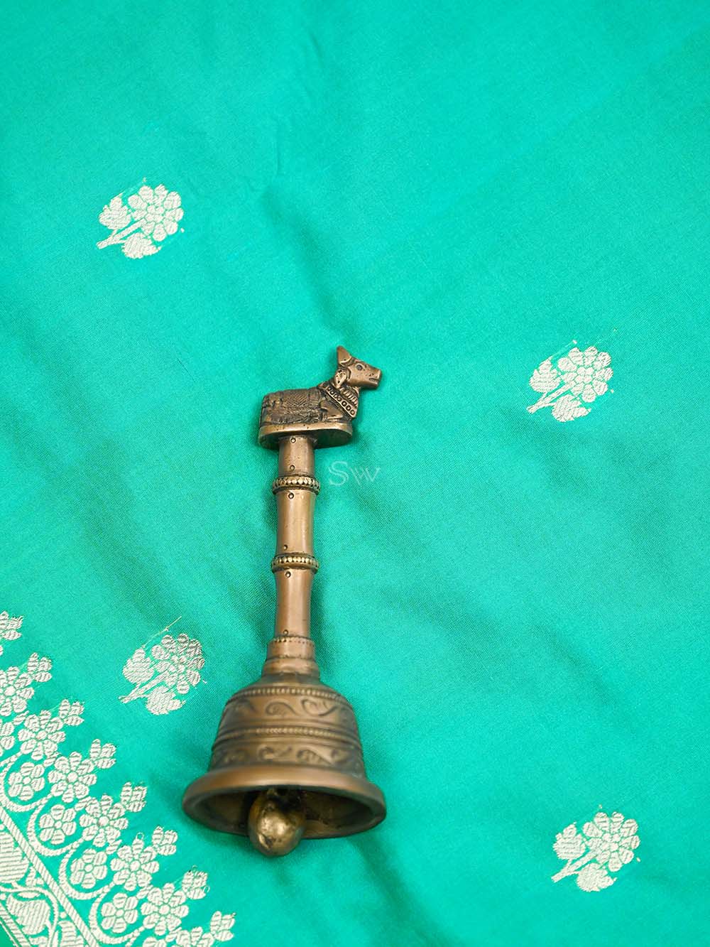 Sea Green Booti Katan Silk Handloom Banarasi Dupatta