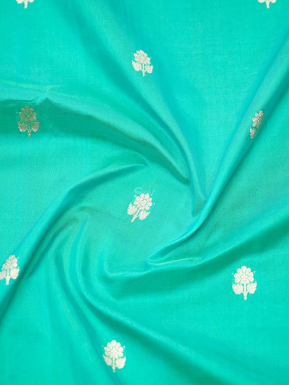 Sea Green Booti Katan Silk Handloom Banarasi Dupatta