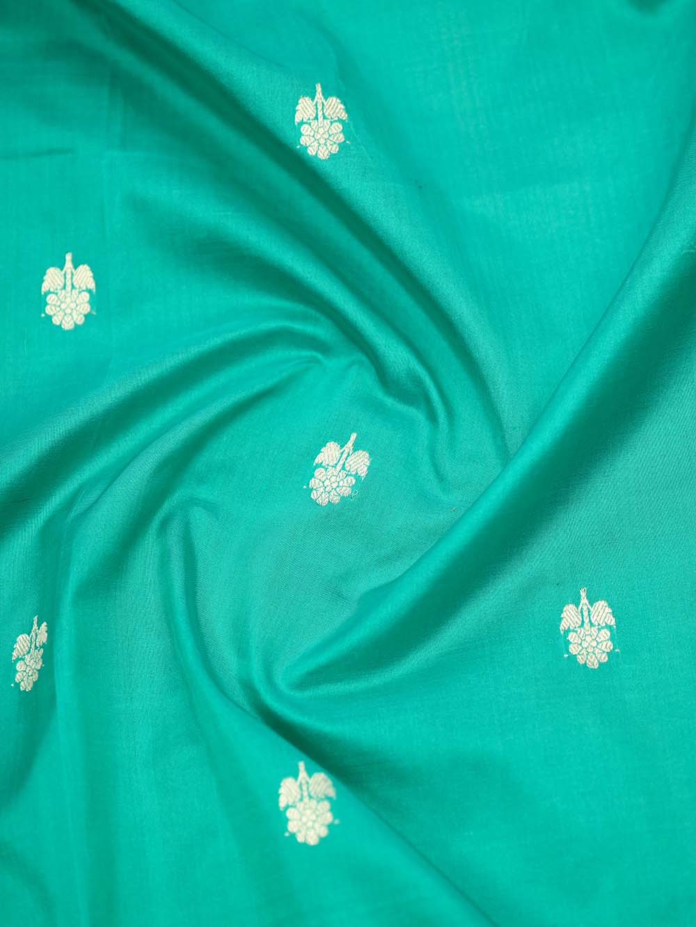 Sea Green Booti Katan Silk Handloom Banarasi Dupatta