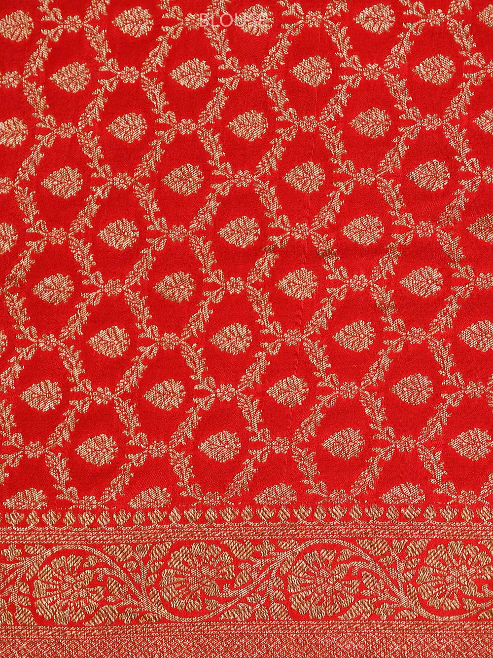 Red Crepe Silk Booti Handloom Banarasi Saree - Sacred Weaves