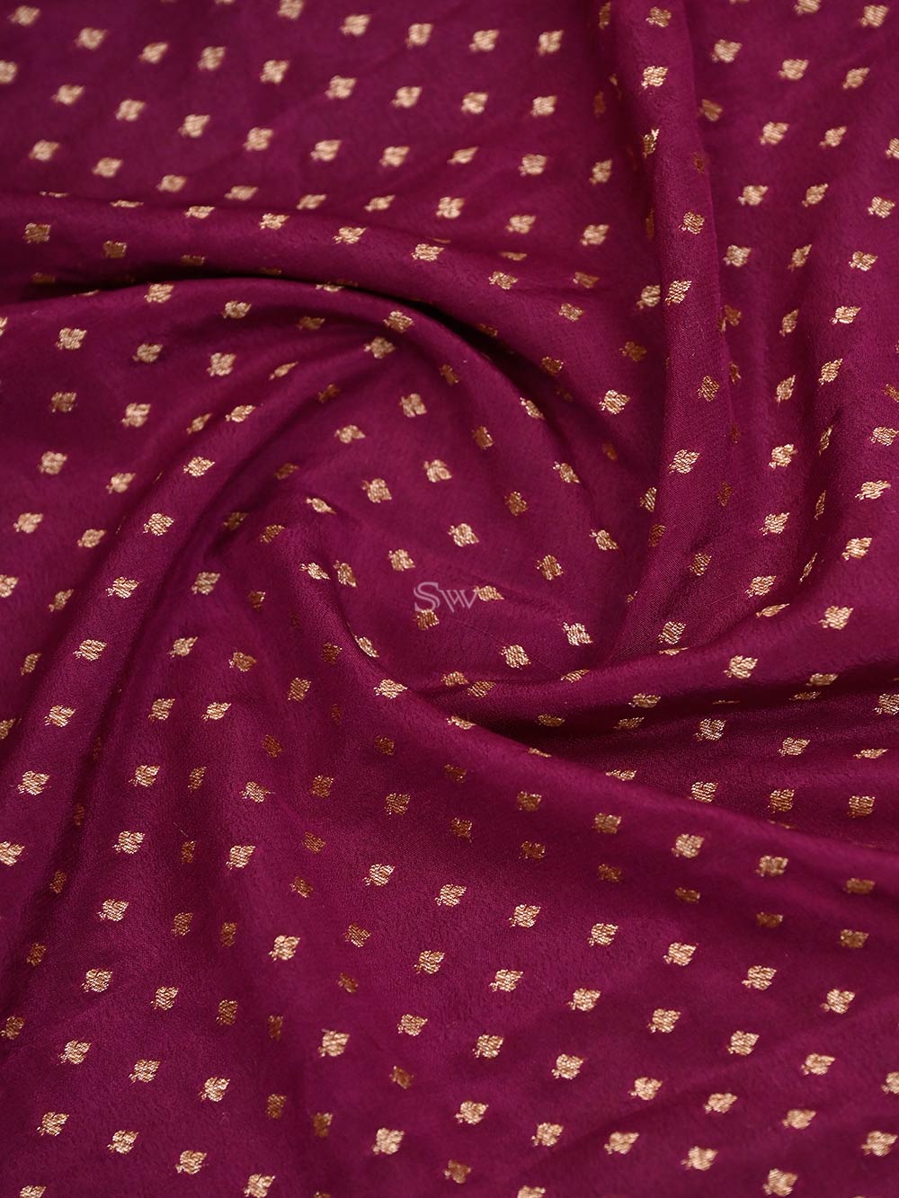 Dark Purple Crepe Silk Booti Handloom Banarasi Saree - Sacred Weaves
