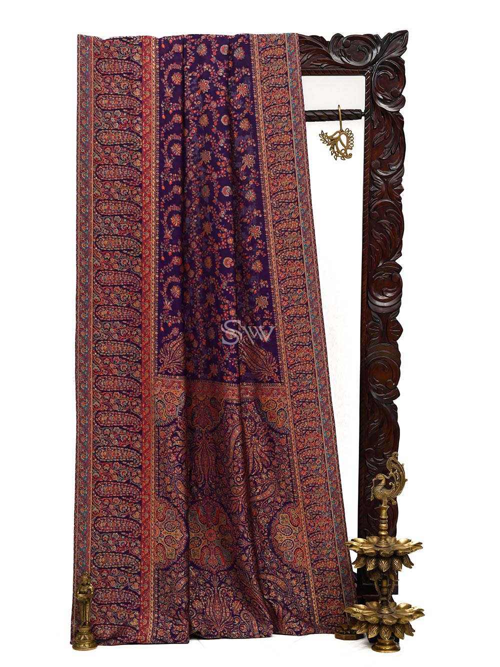 Purple Pashmina Moonga Silk Handloom Banarasi Saree - Sacred Weaves