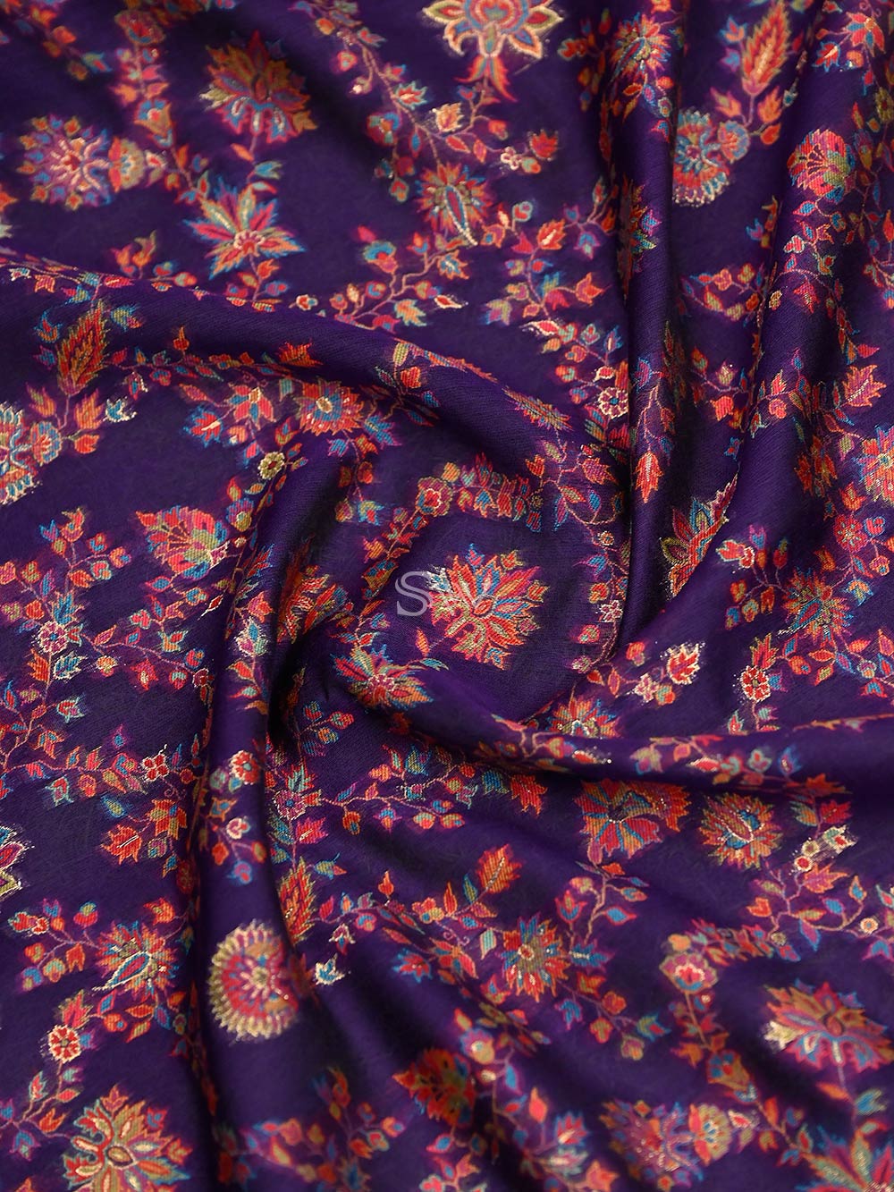 Purple Pashmina Moonga Silk Handloom Banarasi Saree - Sacred Weaves