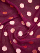 Wine Booti Khaddi Georgette Handloom Banarasi Saree - Sacred Weaves