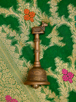 Bottle Green Meenakari Jaal Khaddi Georgette Handloom Banarasi Saree - Sacred Weaves