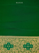 Bottle Green Meenakari Jaal Khaddi Georgette Handloom Banarasi Saree - Sacred Weaves