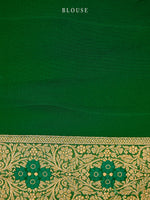 Bottle Green Meenakari Jaal Khaddi Georgette Handloom Banarasi Saree - Sacred Weaves