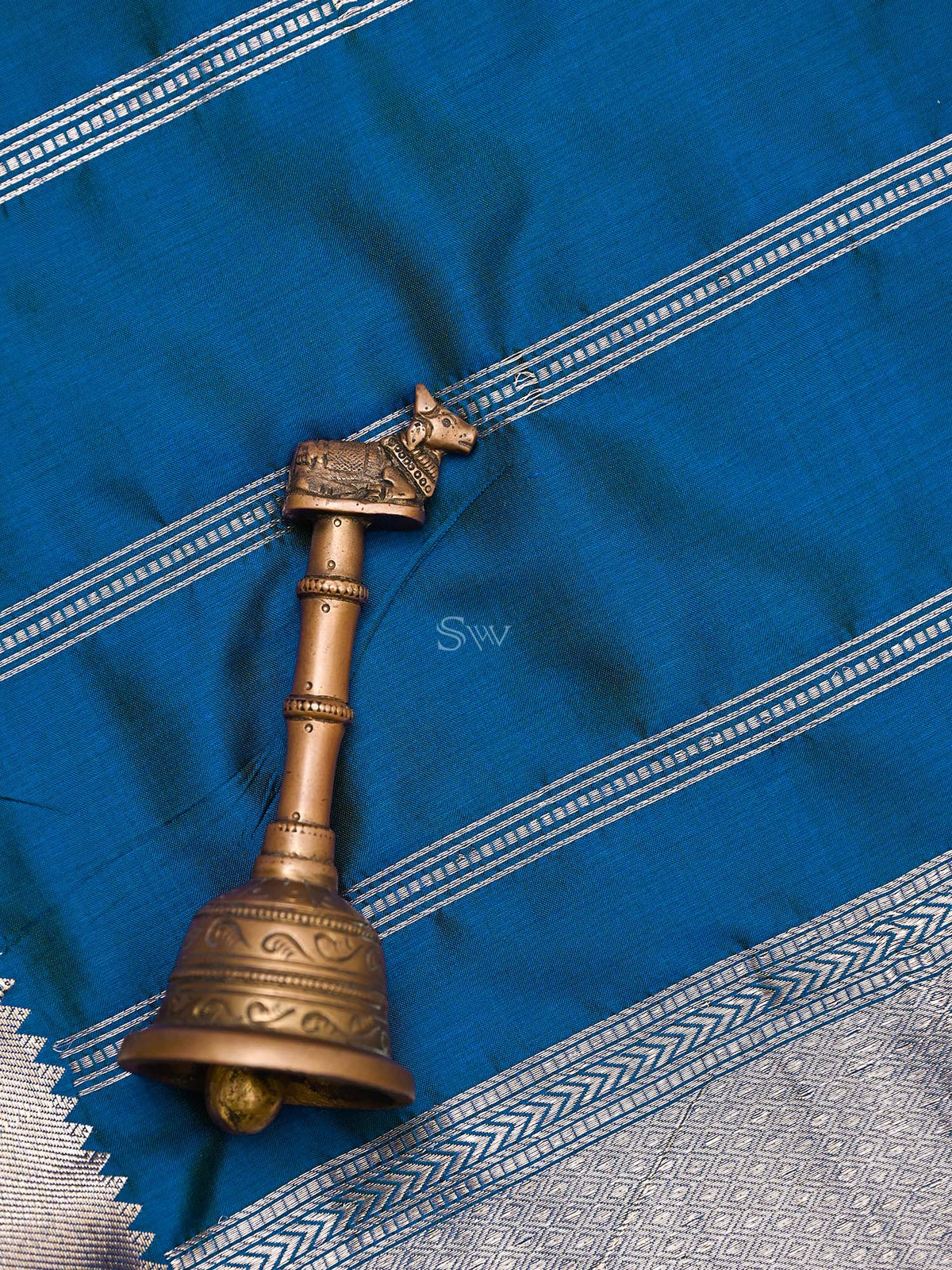 Teal Blue Katan Silk Handloom Banarasi Suit - Sacred Weaves