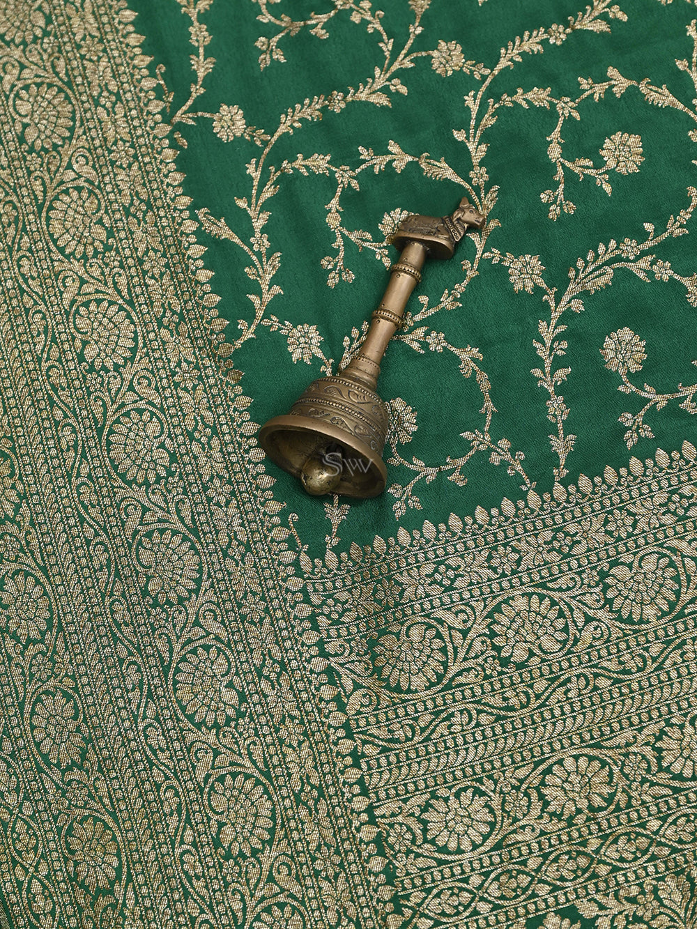 Green Jaal Crepe Silk Handloom Banarasi Saree - Sacred Weaves