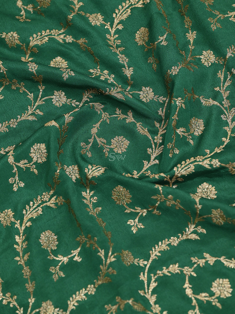 Green Jaal Crepe Silk Handloom Banarasi Saree - Sacred Weaves