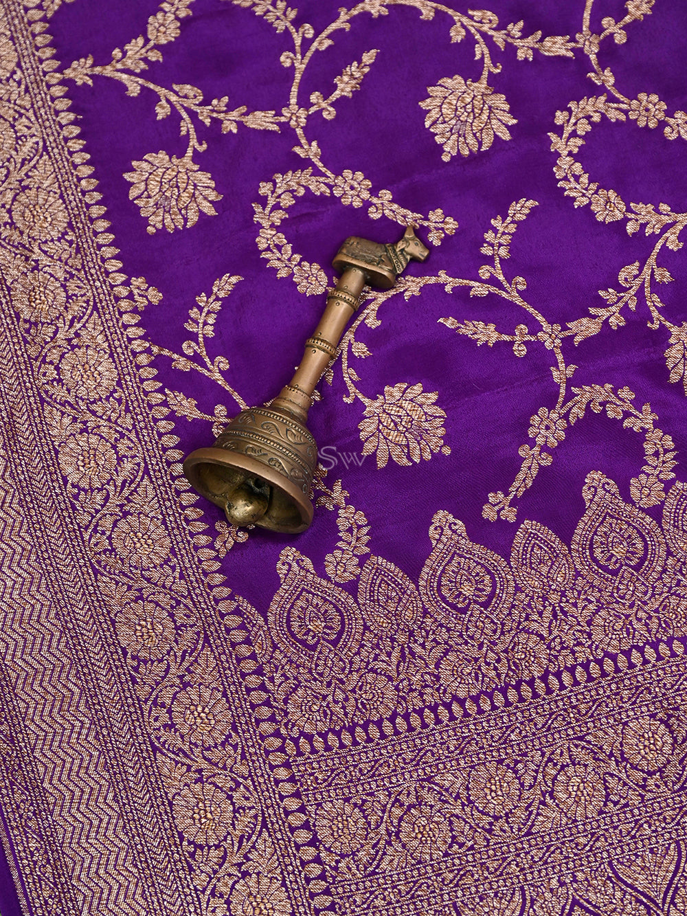 Purple Jaal Crepe Silk Handloom Banarasi Saree - Sacred Weaves