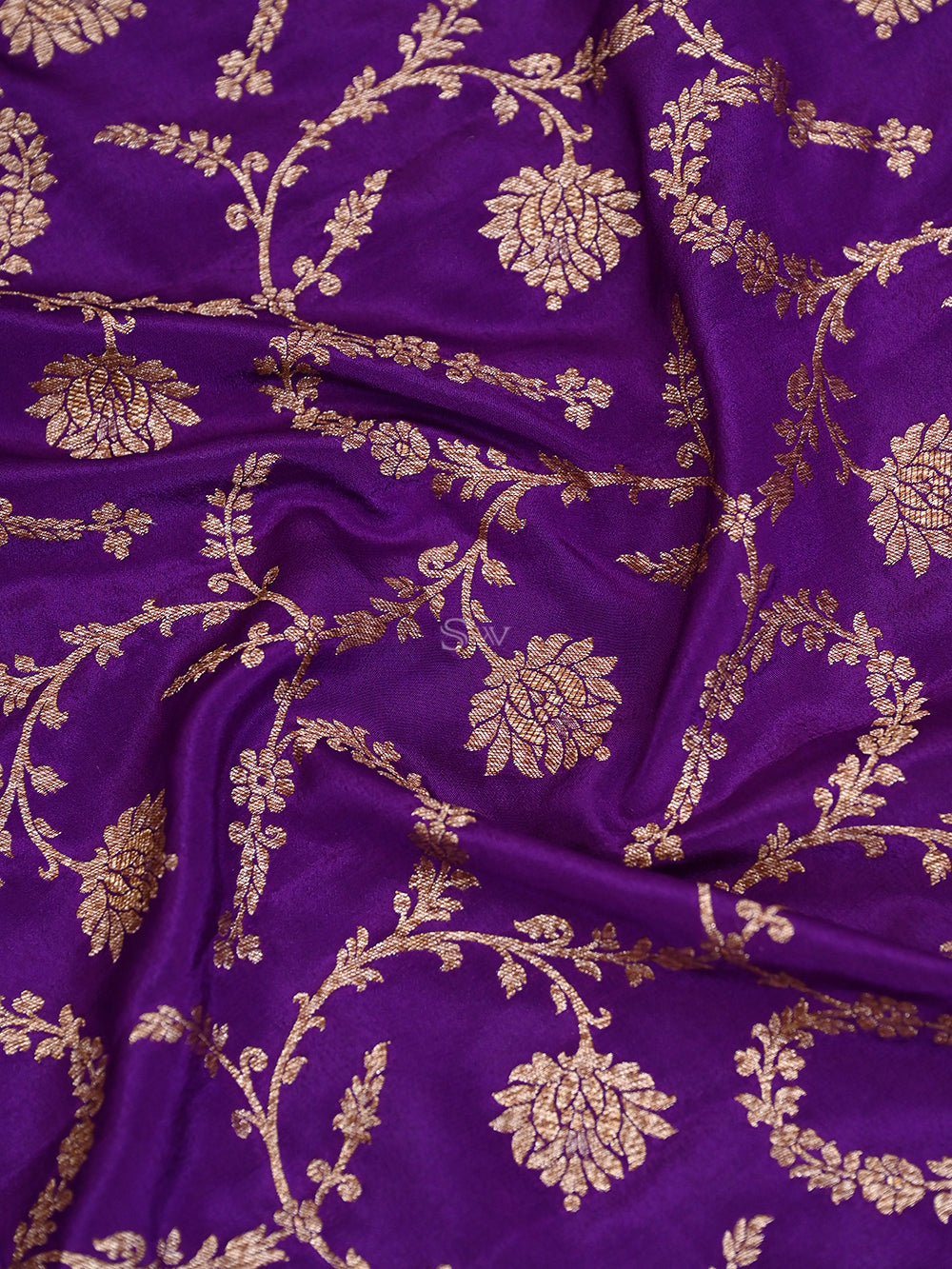 Purple Jaal Crepe Silk Handloom Banarasi Saree - Sacred Weaves