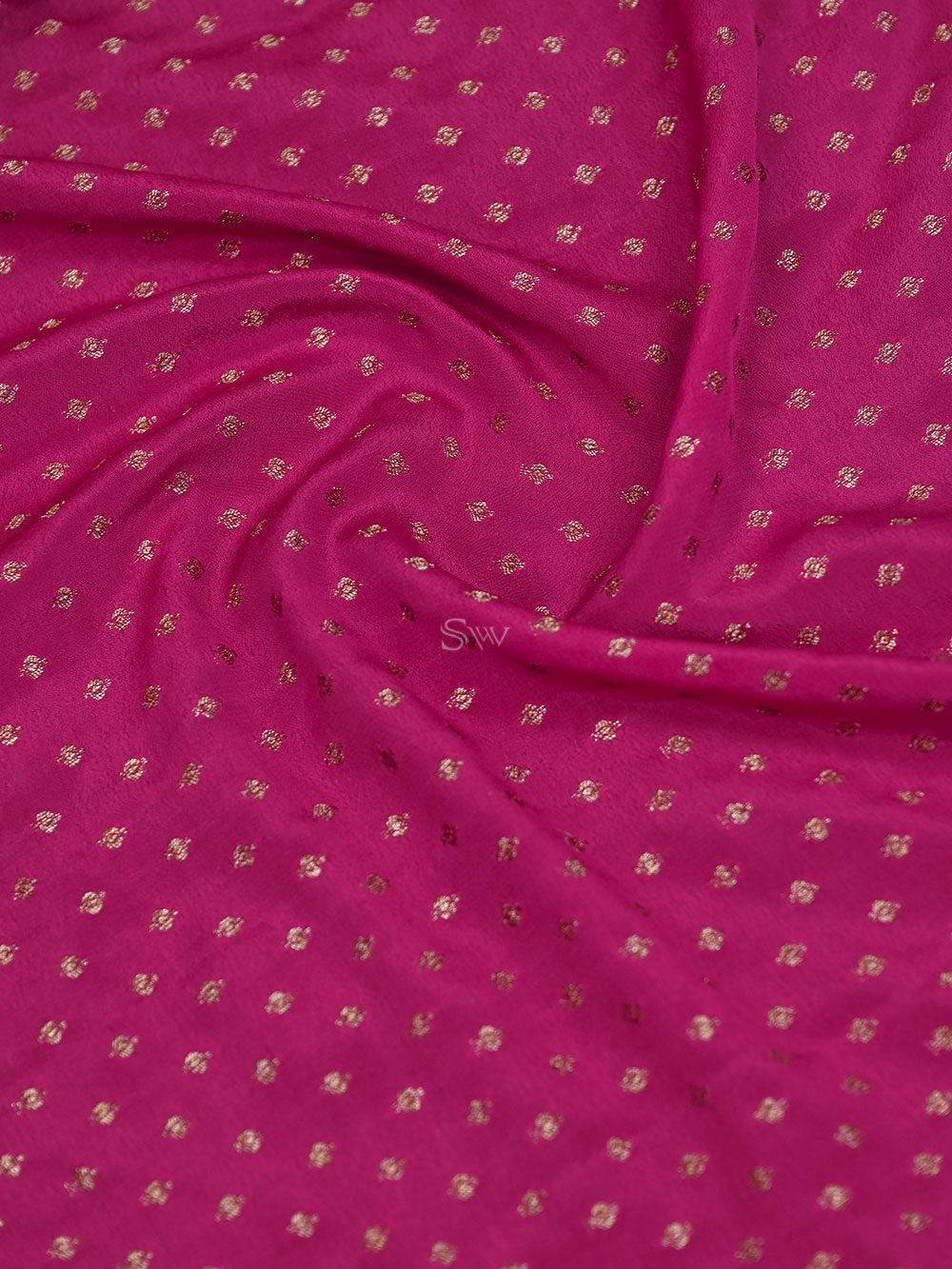 Magenta Booti Crepe Silk Handloom Banarasi Saree - Sacred Weaves