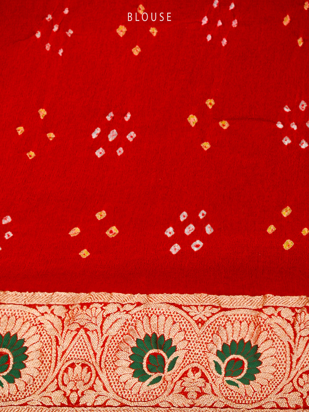 Red Orange Bandhani Khaddi Georgette Handloom Banarasi Saree
