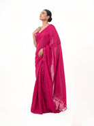 Pink Plain Silk Handloom Saree - Sacred Weaves
